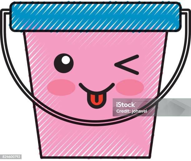 Laundry Bucket Kawaii Character Stock Illustration - Download