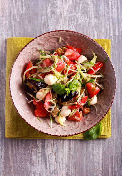 istock Aubergine, mozzarella and tomato warm salad 824605234