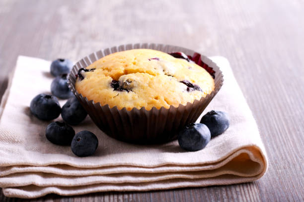 istock Blueberry muffins on napkin 824605406