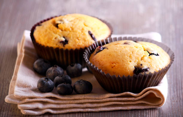 istock Blueberry muffins on napkin 824607236