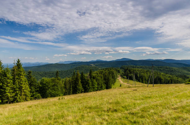 Carpathian mountains landscape view in Yaremche