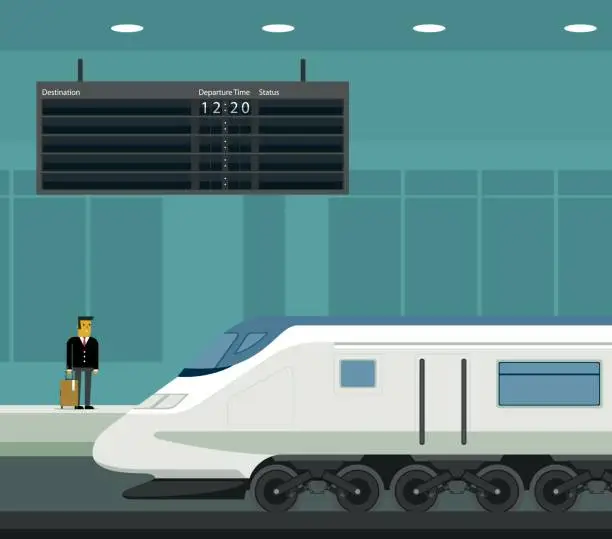 Vector illustration of Travel by train