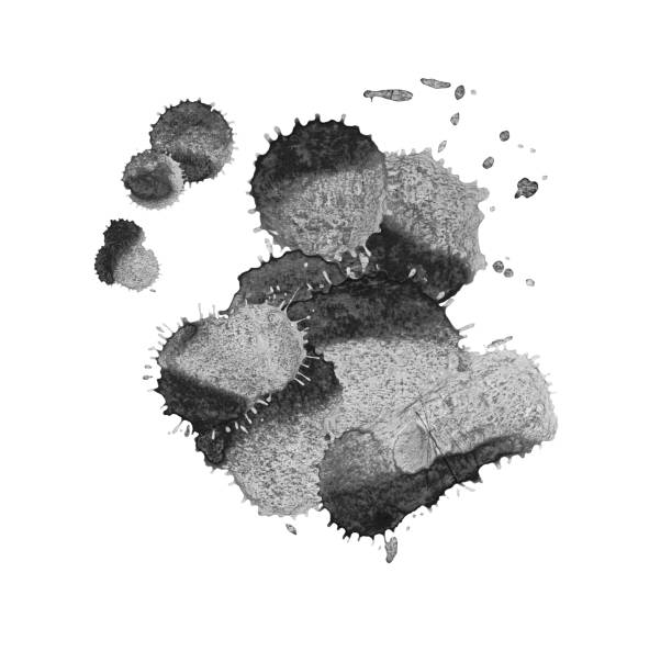 istock Set of black watercolor stain.Paint black spots 824611224