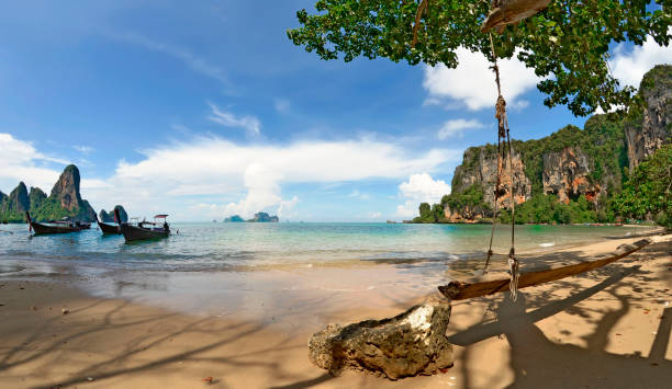 istock Long tail boats at Tonsai beach 824612120