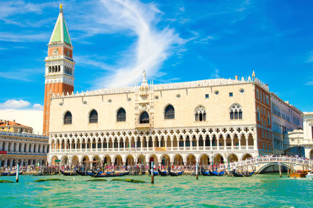 Palace in Venice Piazza San Marco with Campanile and Doge's Palace in Venice, Italy st marks square photos stock pictures, royalty-free photos & images