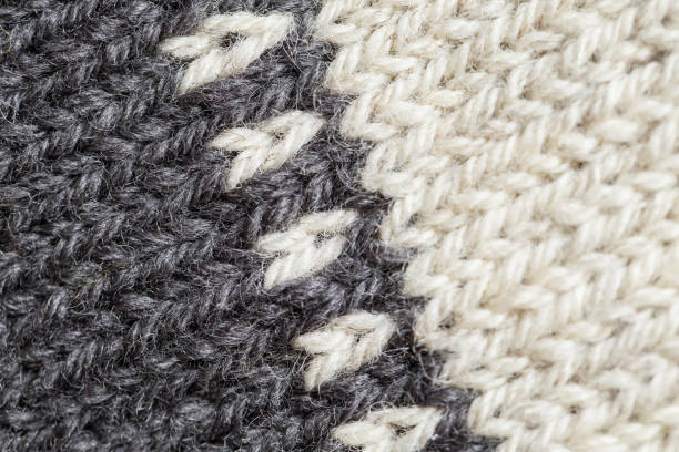 istock A beautiful closeup of a hand knitted warm and soft wool pattern. Soft socks or scarf of natural wool. 824614322