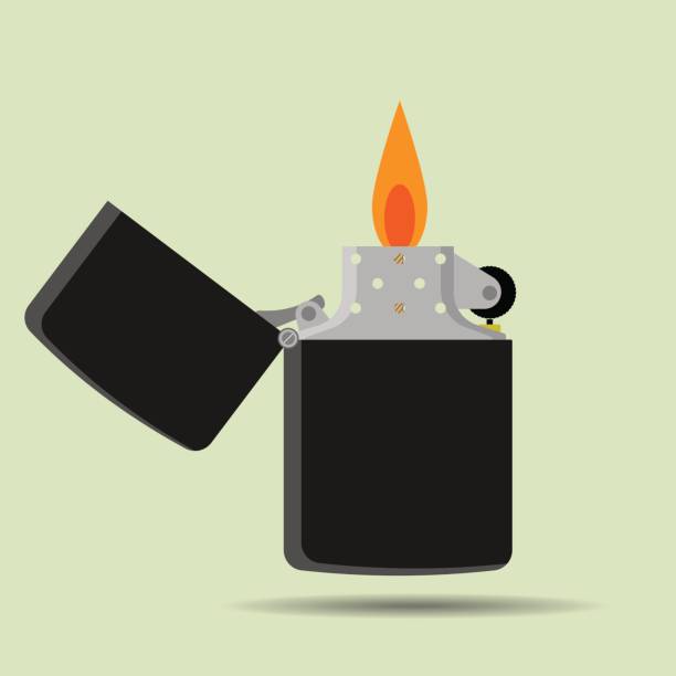 kieszonkowa ikona zapalniczki w stylu płaskim - cigarette lighter gasoline open cigarette stock illustrations
