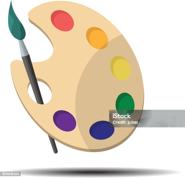 Palette Mit Pinsel Stock Vektor Art und mehr Bilder von Farbpalette - Farbpalette, Künstlerischer Beruf, Bildender Künstler - Künstler