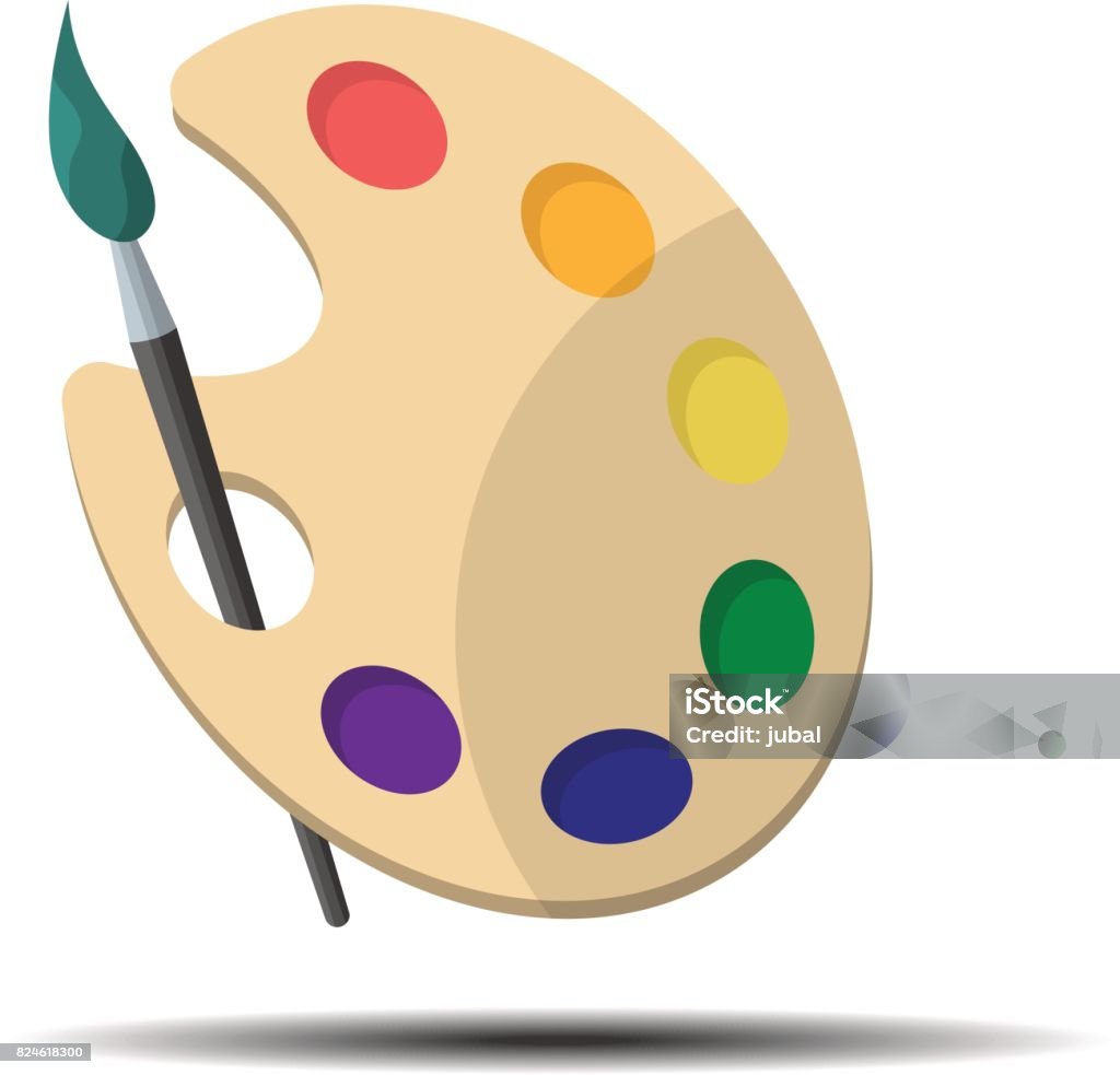 Painting Palette And Brushes Vector Illustration Isolated On White  Background Stock Illustration - Download Image Now - iStock