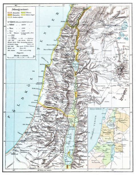 Map of Palestine Illustration of a map of Palestine dead sea stock illustrations
