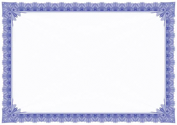 Classic blue border with outline style Border with ouline style in blue colour, inside background there are soft outline for secure printing sable stock illustrations