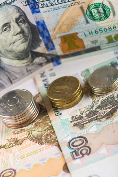 istock Devaluation of the Russian currency 824622404