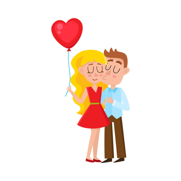 illustrations, cliparts, dessins animés et icônes de couple d’amoureux, garçon baiser jolie blonde - mannequin human hand white white background