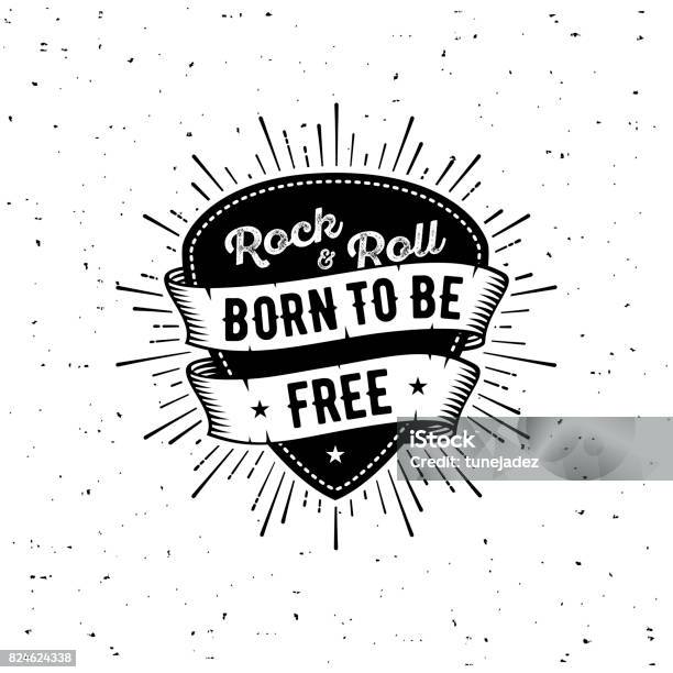 Rock N Roll Born Free Stock Illustration - Download Image Now - Tattoo, Guitar, Rock Music