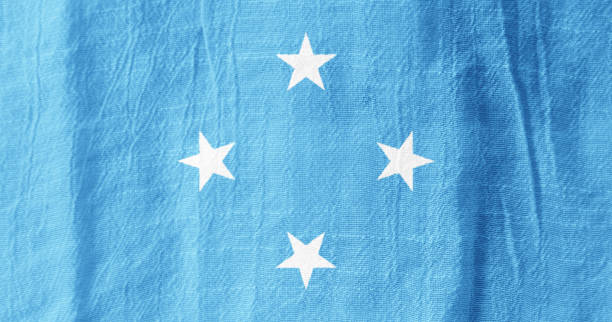 Micronesia national flag from fabric for graphic design.