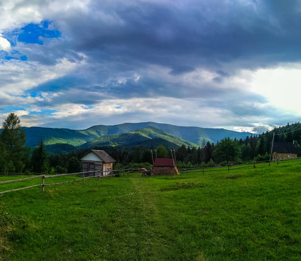 Carpathian mountains landscape view in Yaremche
