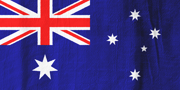 Australia national flag from fabric for graphic design.