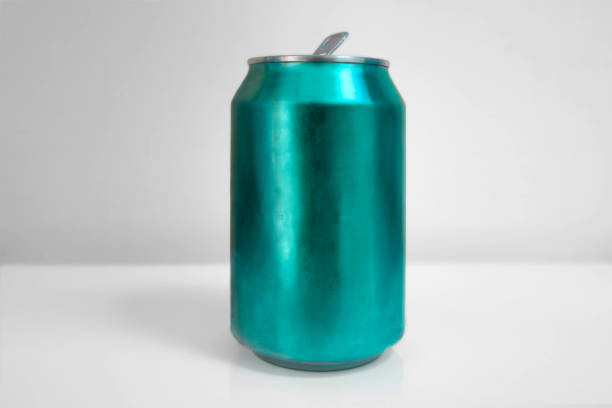 Aluminum Blue Soda Can over White Background