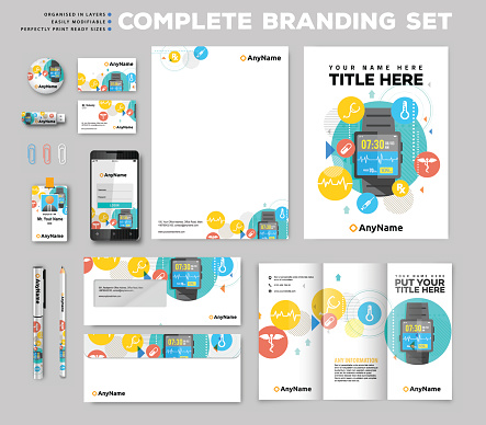Fully print ready size of complete corporate identity branding stationary set.