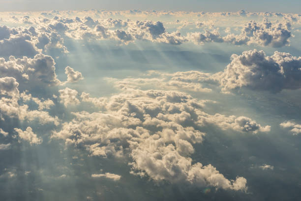 istock Blue sky and Clouds as seen through window of aircraft 824632448