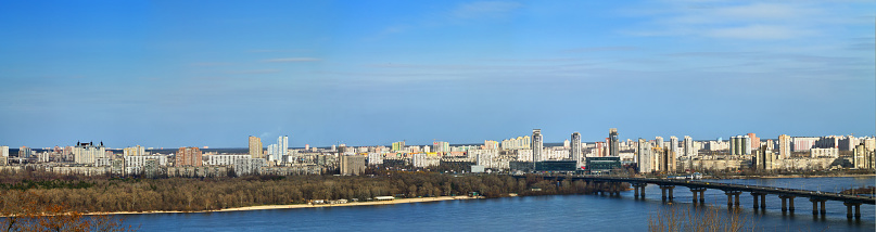 Kiev landscape. Panorama overlooking the left bank of the Dnieper
