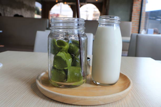 istock Green tea ice and milk 824632936