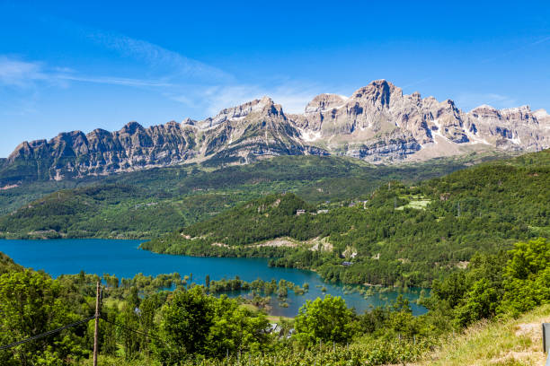 Mountain ridge at the Spanish Pyrenees stock photo