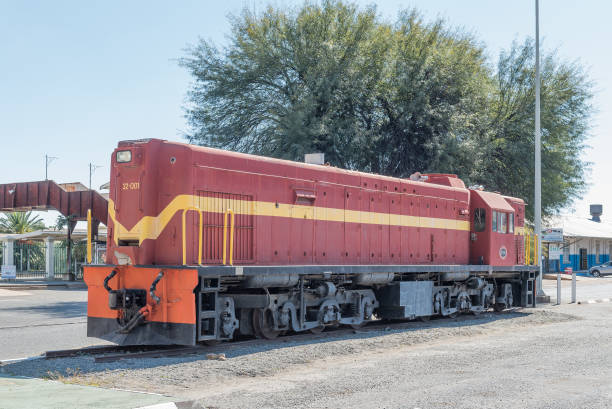 Windhoek: The first Class 32-000 General Electric type U18C1 diesel-electric locomotive in Namibia on display at the station in Windhoek