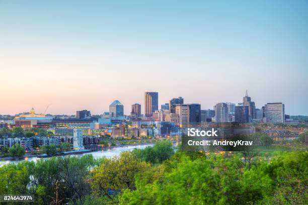 Overview Of Downtown St Paul Mn Stock Photo - Download Image Now - St. Paul - Minnesota, Minnesota, Mississippi