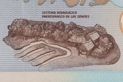 Zenu artificial water channels on the twenty thousand Colombian pesos bill