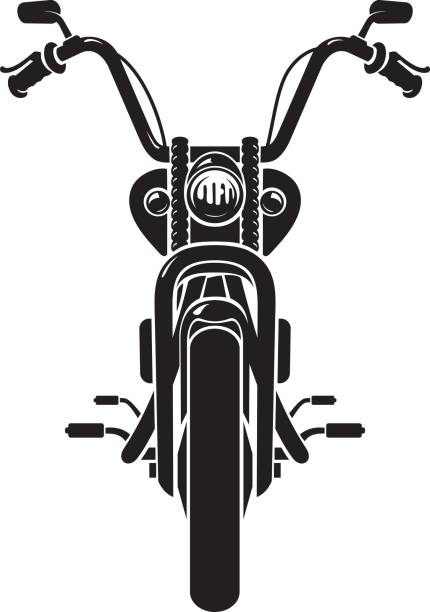 Chopper Motorcycle Front vector art illustration