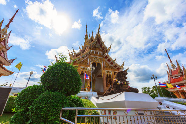 beautiful gold tample beautiful gold tample thai at khon kean province golden tample stock pictures, royalty-free photos & images