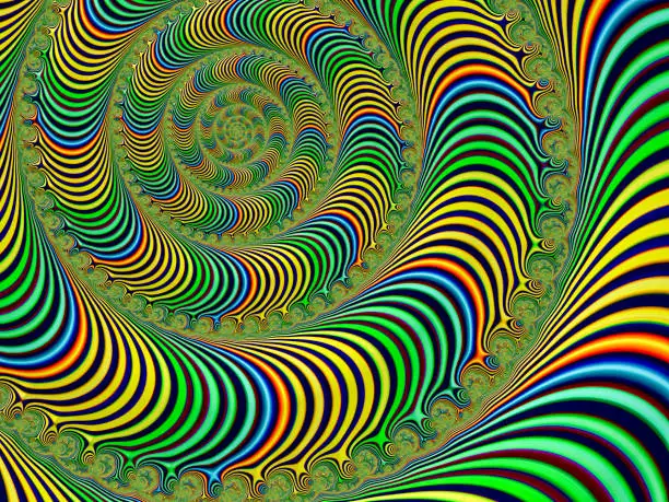 Photo of Multi-colored high resolution fractal background that reminds of a spiral design from the 60's.