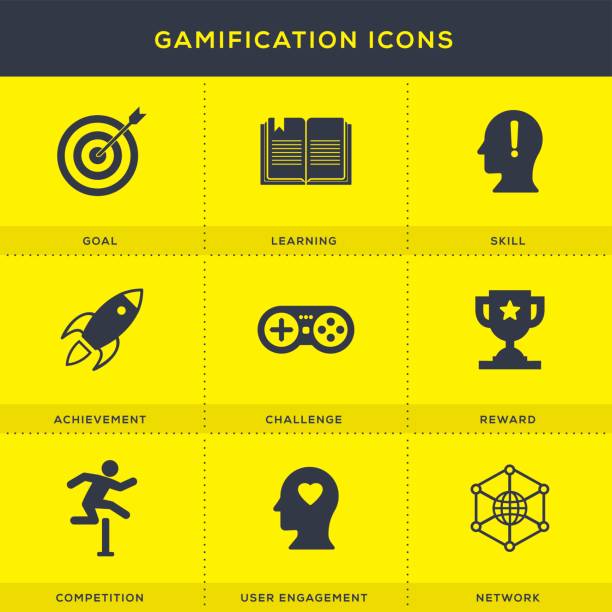 Gamification Icons Set Gamification Icons Set gamification badge stock illustrations
