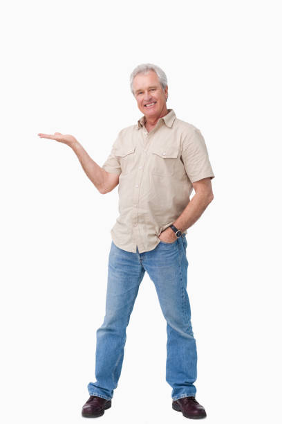 istock Smiling male with his palm up 824652068