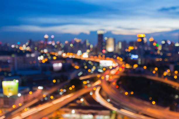 istock Beauty blurred bokeh light city and intersectin highway 824653278