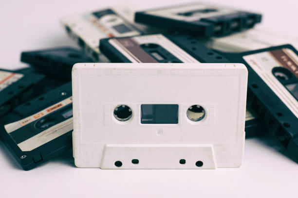 istock Cassettes tape white and black isolated on a white background 824655512
