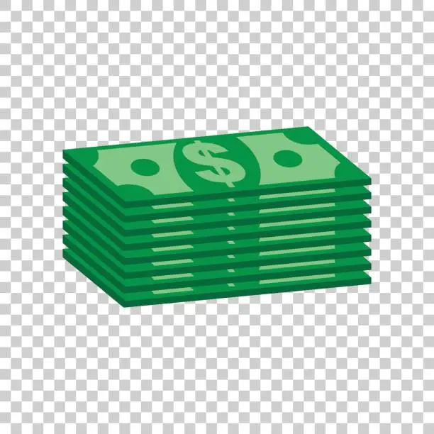 Vector illustration of Stacks of dollar cash. Vector illustration in flat design on isolated background