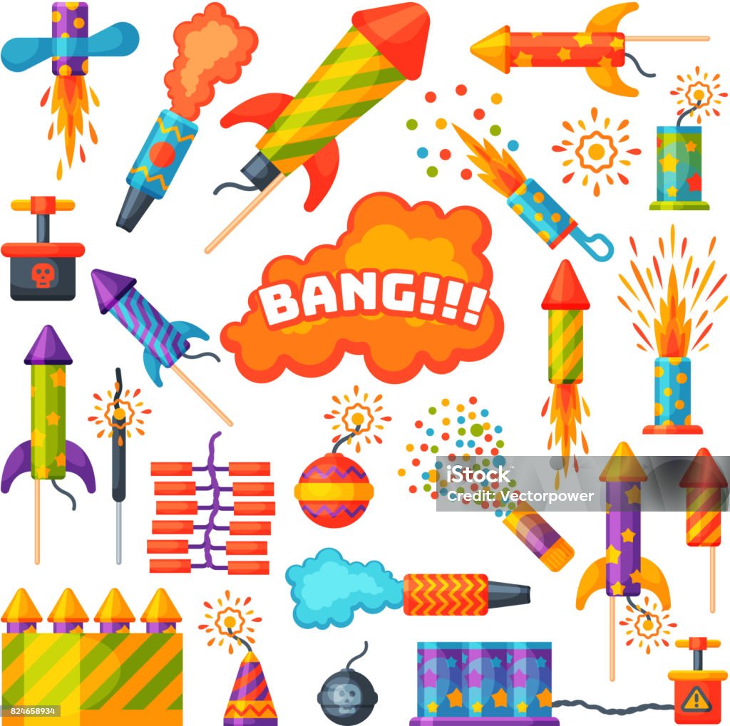 Fireworks pyrotechnics rocket and flapper birthday party gift celebrate seamless pattern vector illustration background festival Fireworks pyrotechnics rocket and flapper birthday party gift celebrate seamless pattern vector illustration background festival. Diwali stock vector