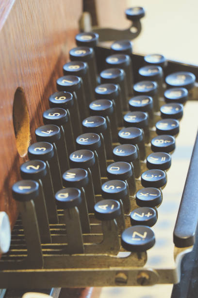 istock Antique Typewriter. Vintage Typewriter Machine Closeup Photo. 824663772