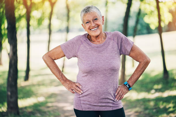 istock Smiling senior sportswoman 824668772