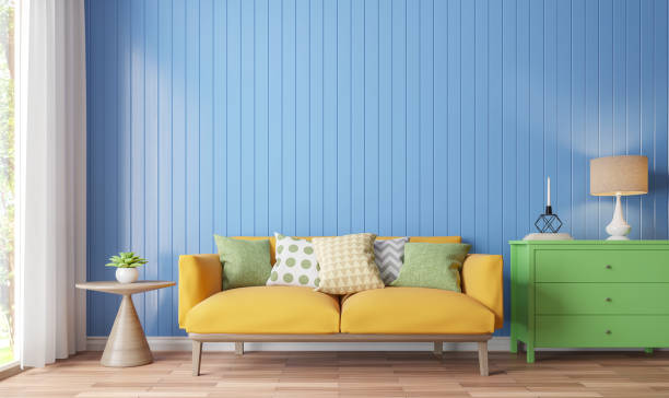 Colorful living room 3d rendering image stock photo