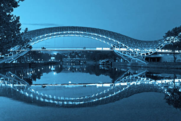 Bridge of Peace in Tbilisi, Georgia. Filter applied