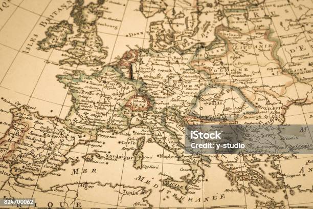 Antique Old Map Stock Photo - Download Image Now - Map, Europe, Old