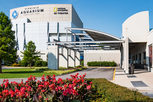 Virginia Beach, Virginia - July 13, 2017:  The Virginia Aquarium & Marine Science Center, an aquarium and marine science museum, which also houses an theater.
