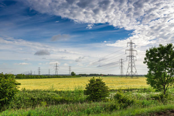 istock Row of British Pylons 824706374