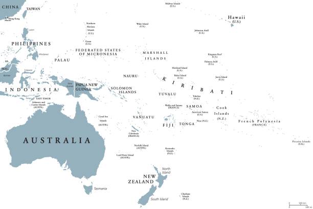 illustrazioni stock, clip art, cartoni animati e icone di tendenza di mappa politica dell'oceania - papua new guinea