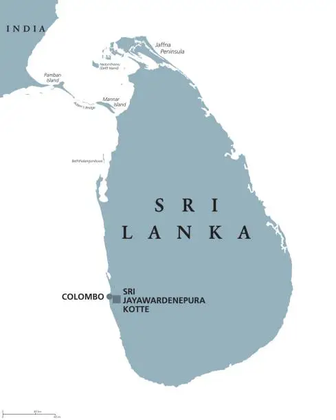 Vector illustration of Sri Lanka political map