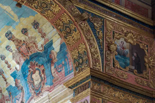 Interior Details of St Mary of Angels Church in Penedo city, Alagoas state, Brazil. In Portuguese: "Details of the interior of the Church Santa Maria dos Anjos in the city of Penedo, state of Alagoas, Brazil."