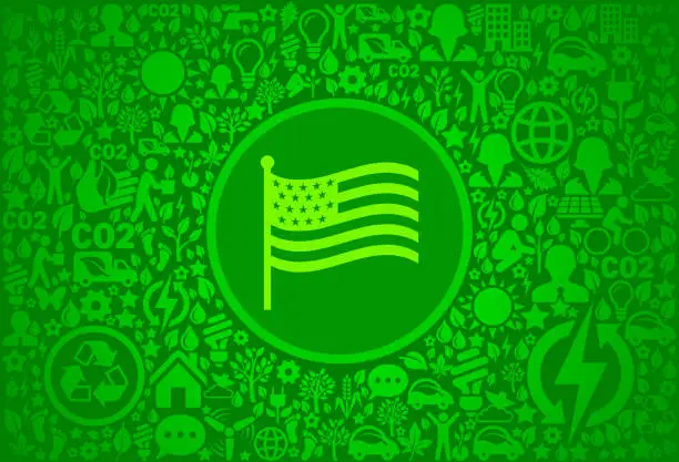 Vector illustration of American Flag Environment Green Vector Icon Pattern